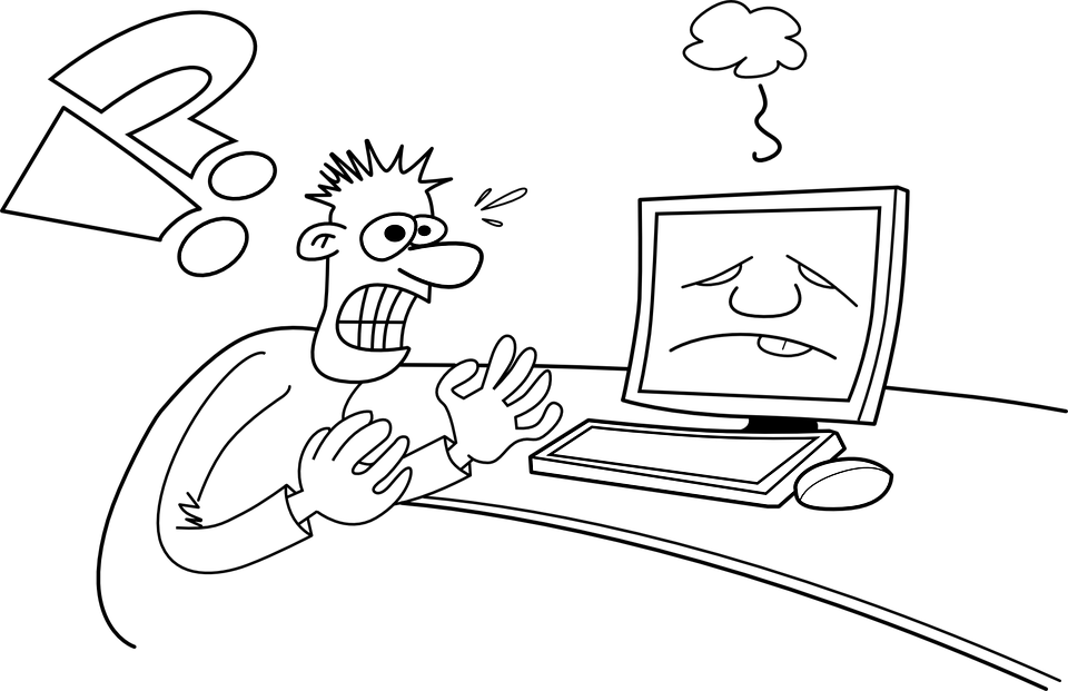 cartoon of a man with a computer problem